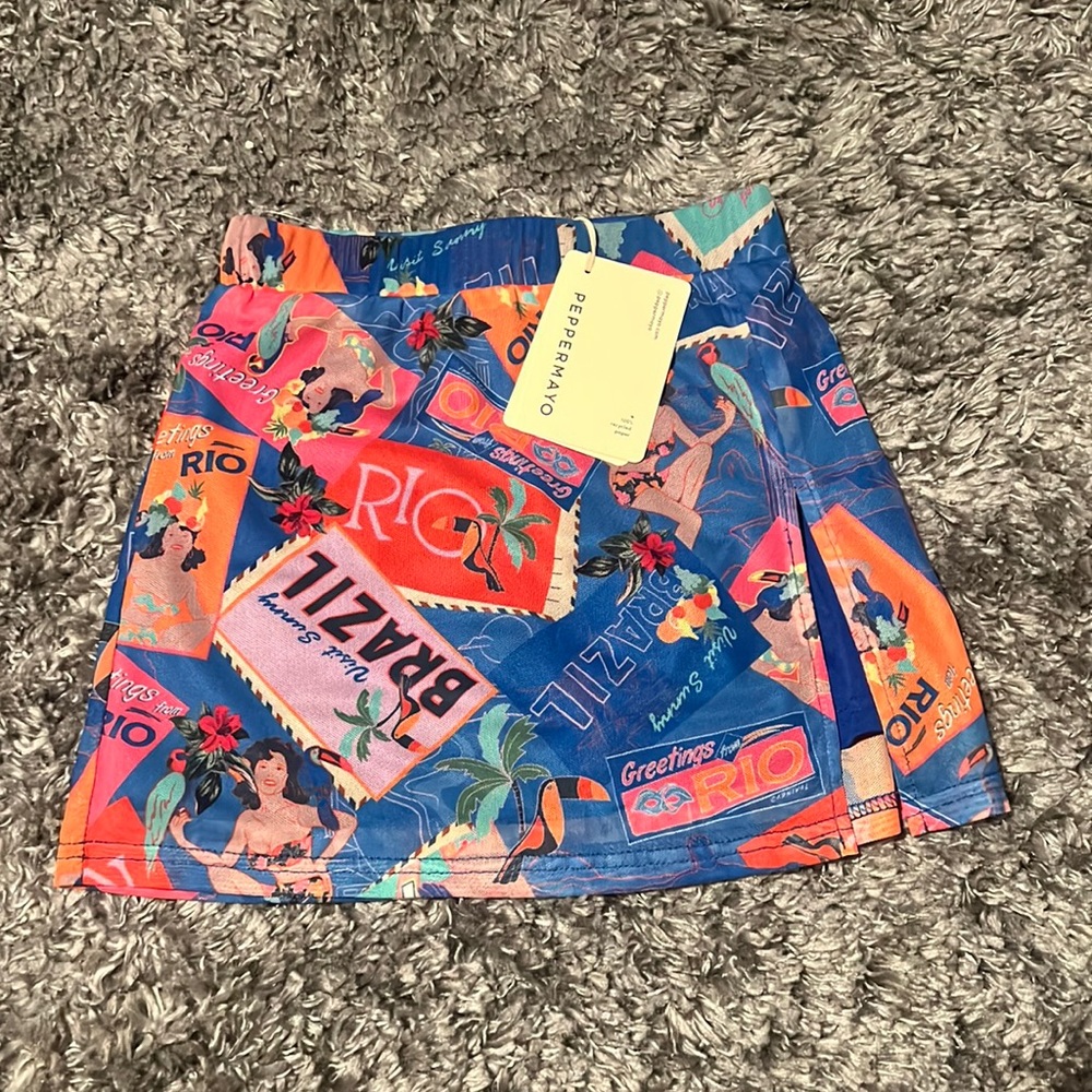 Peppermayo Locals Only Postcard Travels Mesh Mini Skirt Size 0